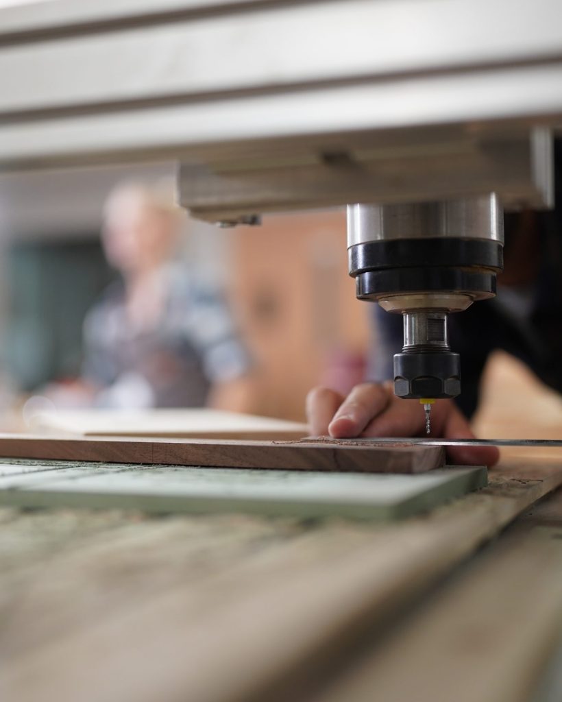 Carpenters Assembling Furniture, Small business in wood DIY workplace office background