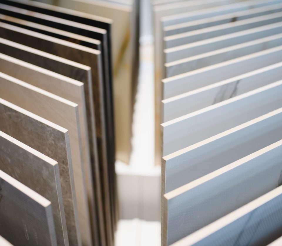 Modern Ceramic tiles Display in the Luxury Shopping Mall. Shopping Mall sell ceramic materials tile